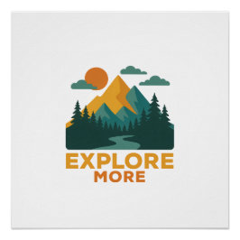 Erkunden Sie mehr - Retro Mountain & Forest Advent Poster