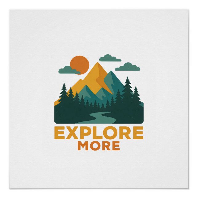 Erkunden Sie mehr - Retro Mountain & Forest Advent Poster (Vorderseite)