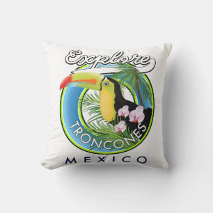 Erkunden Sie Troncones Mexico Retro-Logo Kissen