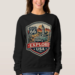 Erkunden Sie USA Route 66 Vintage Road Trip Abzeic Sweatshirt