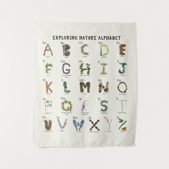 Erkundung der Natur Alphabet | Waldland-Pflanze AB Wandteppich (Vorderseite)