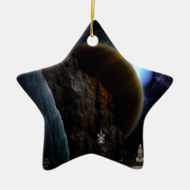 Erkundung von Weltraumkunst Fraktal Keramikornament (Vorne)