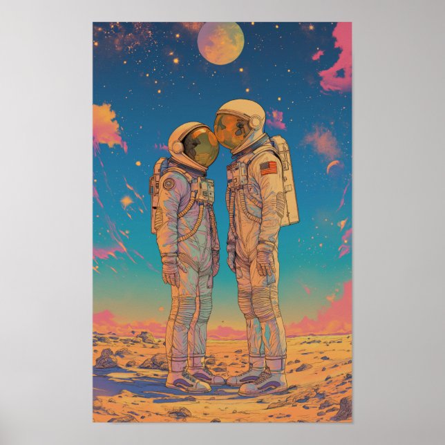 Erkundung weiblicher Astronauten auf Wüstenplanete Poster (Vorne)