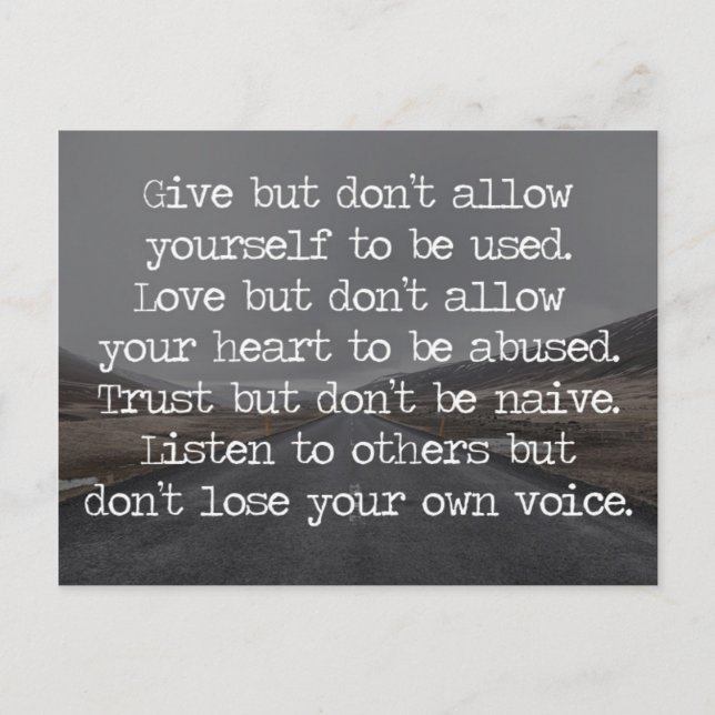 Erlauben Sie nicht, dass Sie selbst Kostenvoransch Postkarte (Vorderseite)