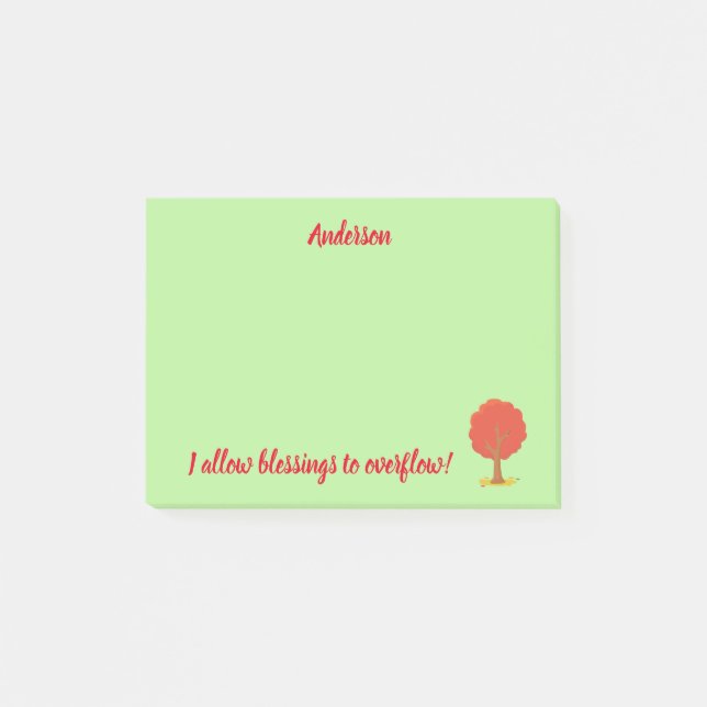 Erlauben Sie Segen positive Bejahungen Red Tree Post-it Klebezettel (Vorderseite)