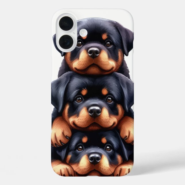 ERLÄUTERTE HUNDE VON ROTTWEILER PUPPY iPhone 16 PLUS HÜLLE (Rückseite)