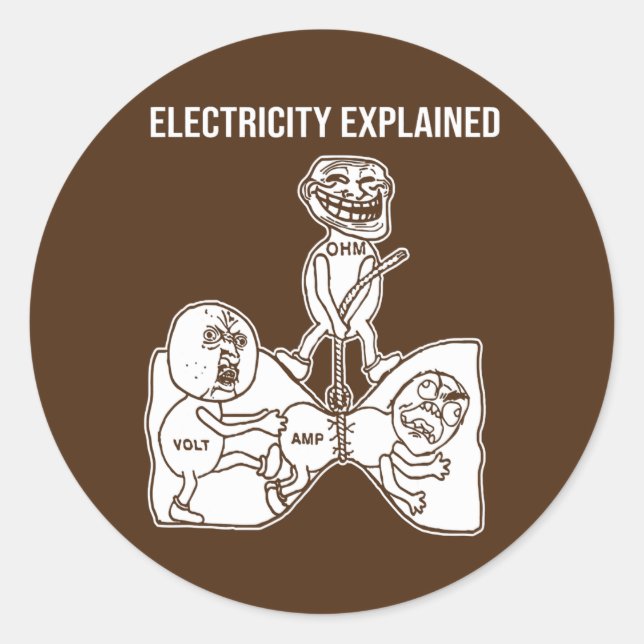 Erläuterter Nerd für die Elektrizitätstechnik Runder Aufkleber (Vorderseite)