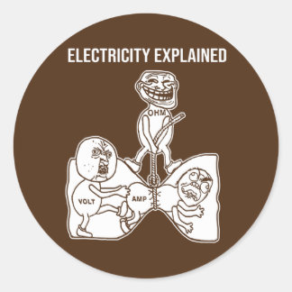 Erläuterter Nerd für die Elektrizitätstechnik Runder Aufkleber