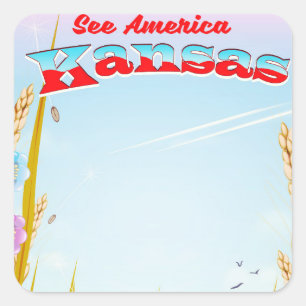 Erleben Sie Amerika! - Kansas Quadratischer Aufkleber