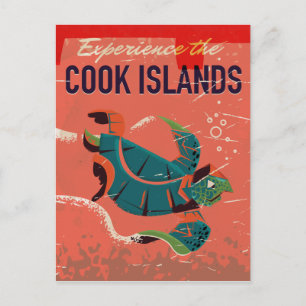 Erleben Sie das Vintage-Reiseplakat der Cook Insel Postkarte