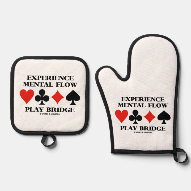 Erleben Sie die Mental Flow Play Bridge Ofenhandschuh & Topflappen-Set (Vorderseite)