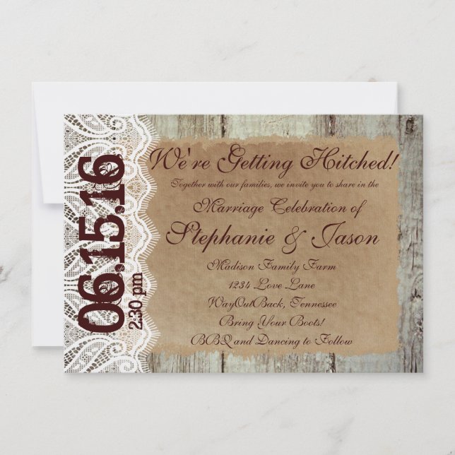 Erleben Sie die Rustikal Land Hochzeitseinladungen Einladung (Vorderseite)