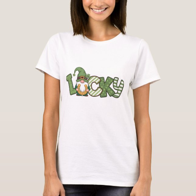 Erleben Sie Glück - Fun St. Patrick's Day mit Gnom T-Shirt (Vorderseite)