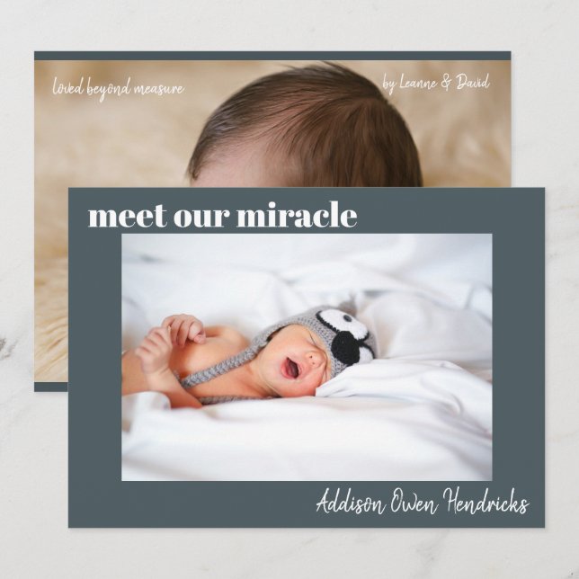 Erleben Sie unser Wunder| Baby Boy Birth Ankündigu Einladung (Vorne/Hinten)