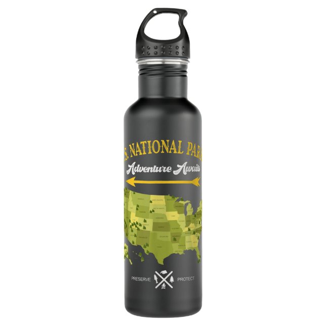 Erlebnis der Nationalparks in den USA Wandern & Ca Edelstahlflasche (Vorderseite)