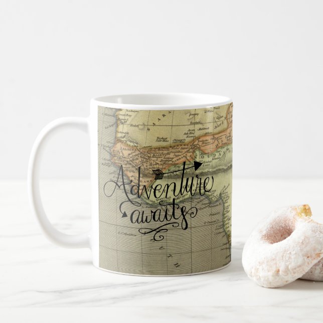 Erlebnis erwartet alte Weltkarte Kaffee Tasse (Mit Donut)