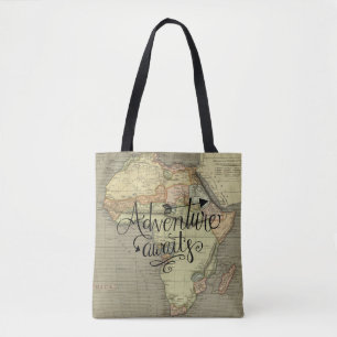 Erlebnis erwartet Alte Weltkarte Tasche