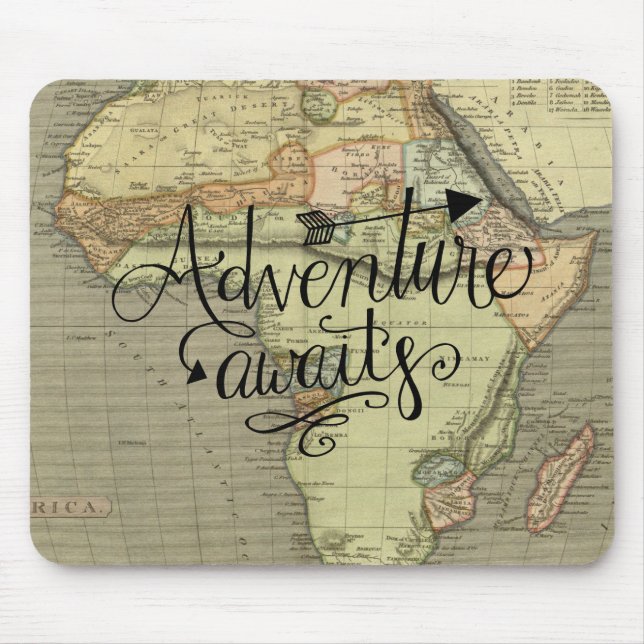 Erlebnis erwartet alter World Map Mouse Pad Mousepad (Vorne)