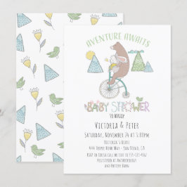 Erlebnis erwartet Bear Bunny Bike Baby Dusche Einladung