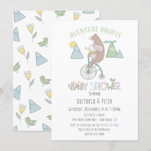 Erlebnis erwartet Bear Bunny Bike Baby Dusche Einladung