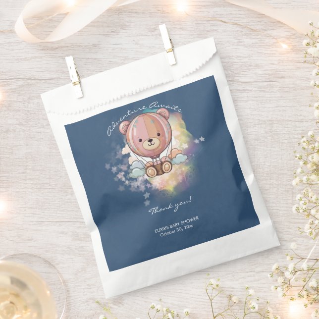 Erlebnis erwartet Bear Hot Air Ballon Babydusche Geschenktütchen (Ausgeschnitten)