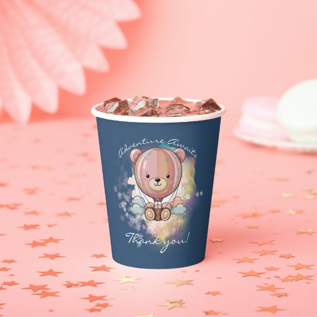 Erlebnis erwartet Bear Hot Air Ballon Babydusche Pappbecher (Insitu)
