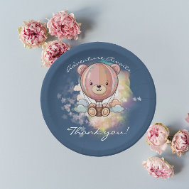 Erlebnis erwartet Bear Hot Air Ballon Babydusche Pappteller