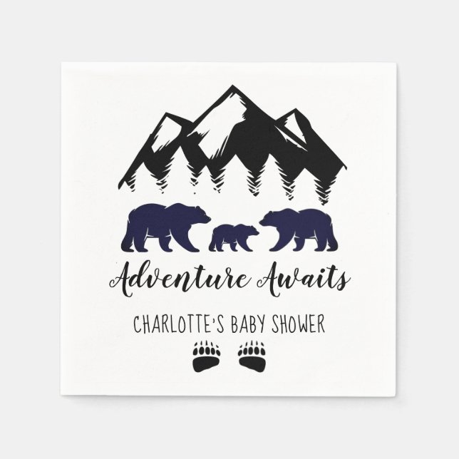 Erlebnis erwartet Bears Baby Dusche Napkins Serviette (Vorderseite)