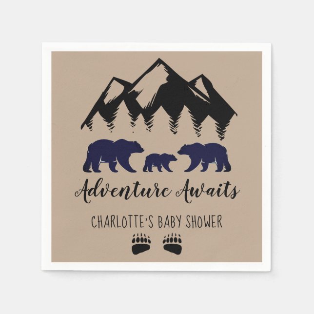 Erlebnis erwartet Bears Kraft Babydusche Napkins Serviette (Vorderseite)