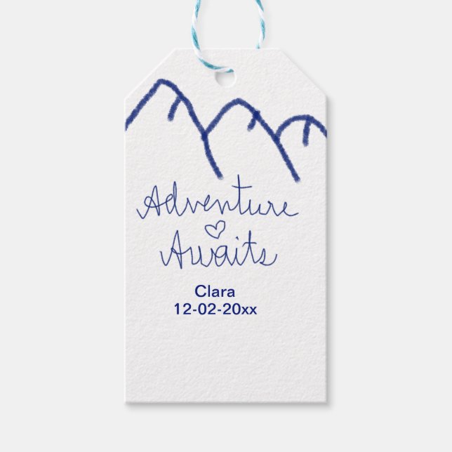 Erlebnis erwartet blaues Gebirgsherz Name Geschenkanhänger (Vorderseite)