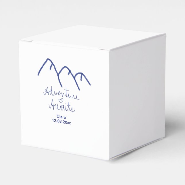 Erlebnis erwartet blaues Gebirgsherz Name Geschenkschachtel (Vorderseite)