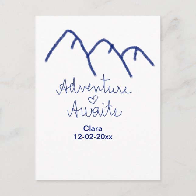 Erlebnis erwartet blaues Gebirgsherz Name Postkarte (Vorderseite)