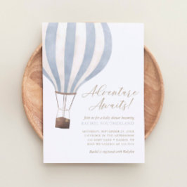 Erlebnis erwartet Blue Hot Air Ballon Baby Dusche Einladung