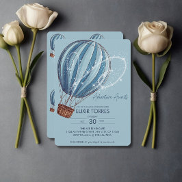 Erlebnis erwartet Blue Hot Air Ballon Baby Dusche Einladung