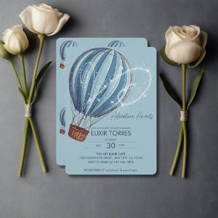 Erlebnis erwartet Blue Hot Air Ballon Baby Dusche Einladung