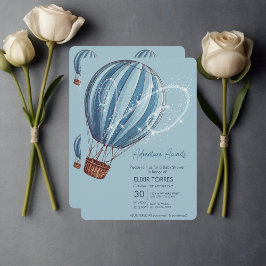 Erlebnis erwartet Blue Hot Air Ballon Baby Dusche Einladung