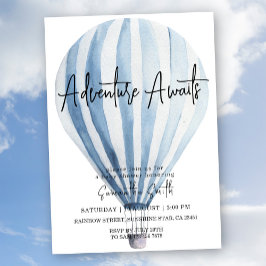 Erlebnis erwartet Blue Hot Air Ballon Baby Dusche Einladung