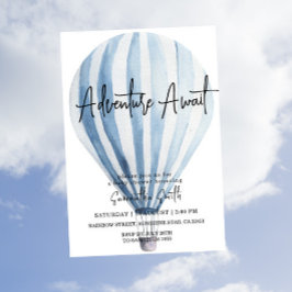 Erlebnis erwartet Blue Hot Air Ballon Baby Dusche Einladung
