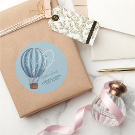 Erlebnis erwartet Blue Hot Air Ballon Baby Dusche Runder Aufkleber