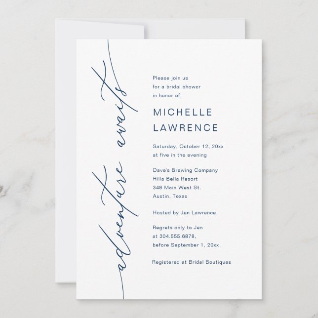 Erlebnis erwartet, Brautparty Dinner Party Einladung (Vorderseite)