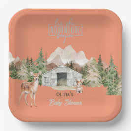 Erlebnis erwartet Burnt Orange Mountain Baby Showe Pappteller