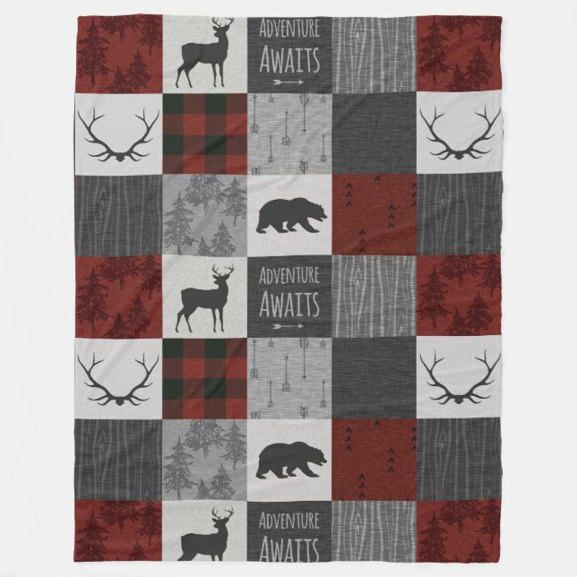 Erlebnis erwartet Fleece Blanket - Rot, Schwarz, G (Vorderseite)