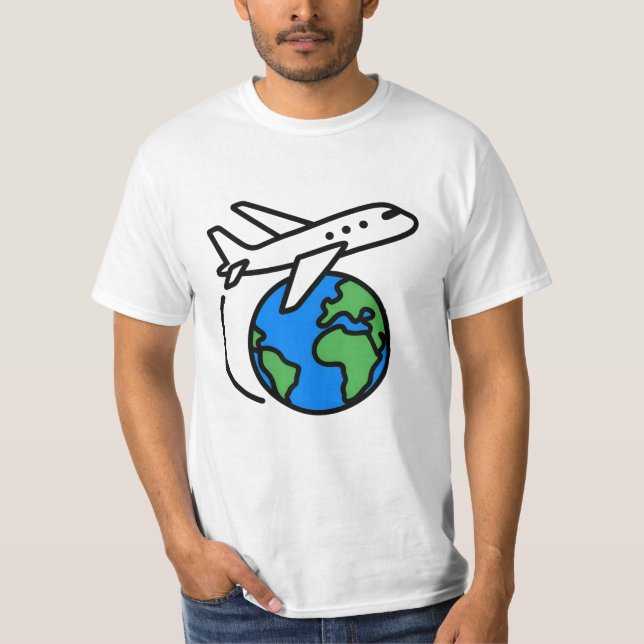 Erlebnis erwartet Globe Airplane Travel T - Shirt (Vorderseite)