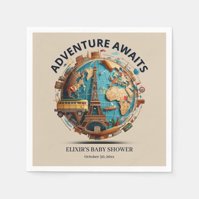 Erlebnis erwartet moderne Globe Baby-Dusche Serviette (Vorderseite)