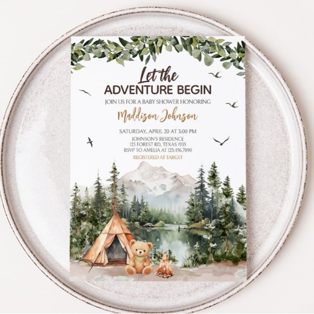 Erlebnis erwartet Mountain Baby Dusche Einladung (Let the Adventure Begin Baby Shower Invitation)