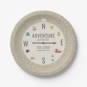 Erlebnis erwartet neutrale Woodland-Babydusche Pappteller