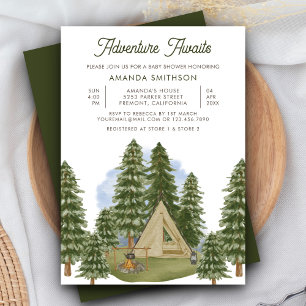 Erlebnis erwartet Rustikal Forest Camping Babydusc Einladung