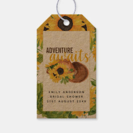 Erlebnis erwartet Rustikales Sonnenblumen-Brautpar Geschenkanhänger