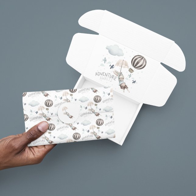 Erlebnis erwartet Sonnentext Seidenpapier (Celebrate a special trip with this cute bunny, "Adventure awaits" tissue paper! Matching collection!)