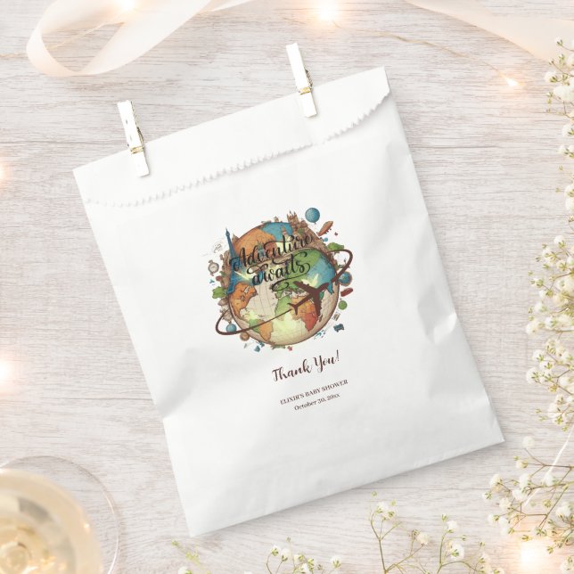 Erlebnis erwartet Vintage Globe Babydusche Geschenktütchen (Ausgeschnitten)